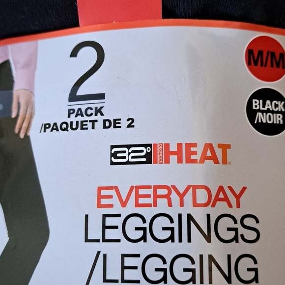32° Degrees Heat Leggings 2 Pack Womens Size Medium Black Stretch Pants New! - Picture 7 of 11